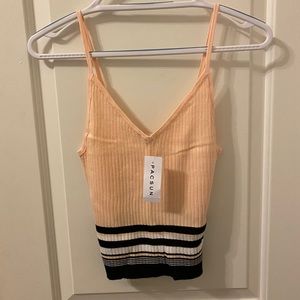 Cream & black/white striped tank top